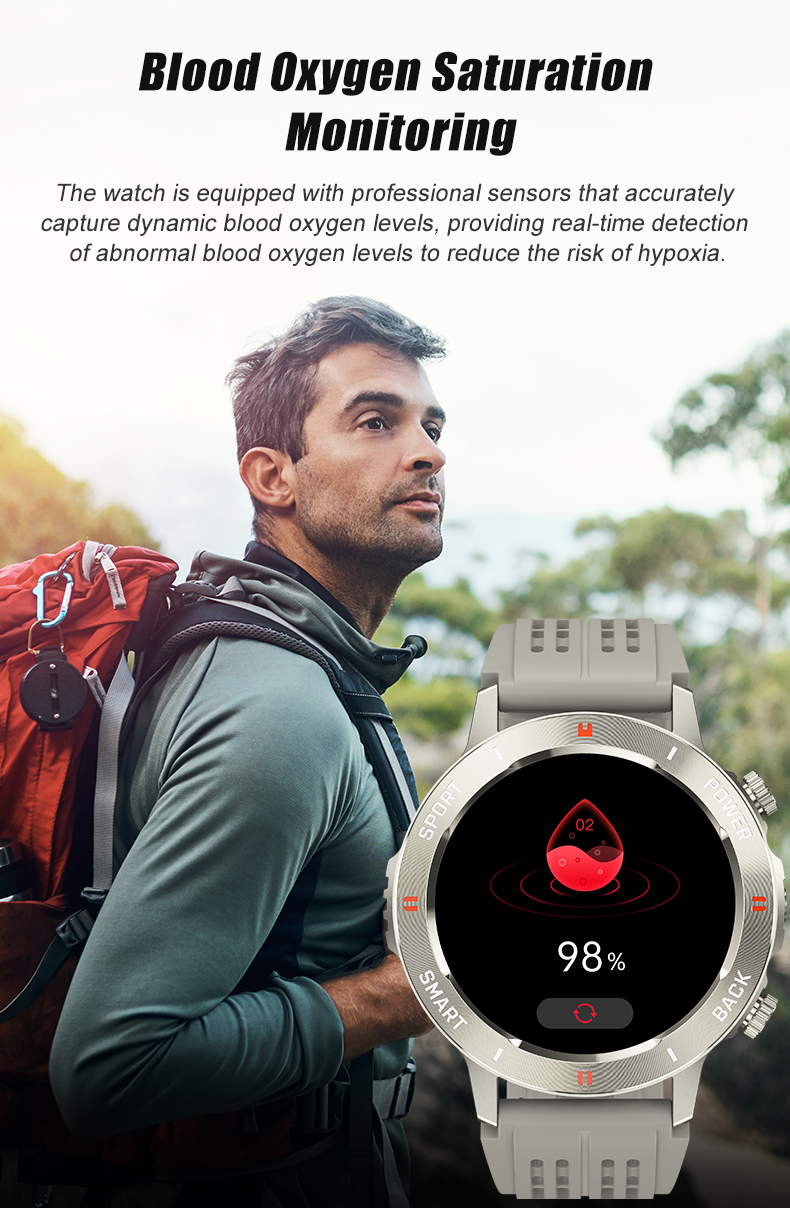 SENBONO men's sports smart watch S81PRO has functions such as wireless calling iPX8 waterproof alloy body and silicone strap, music control, multi-function reminder, etc.