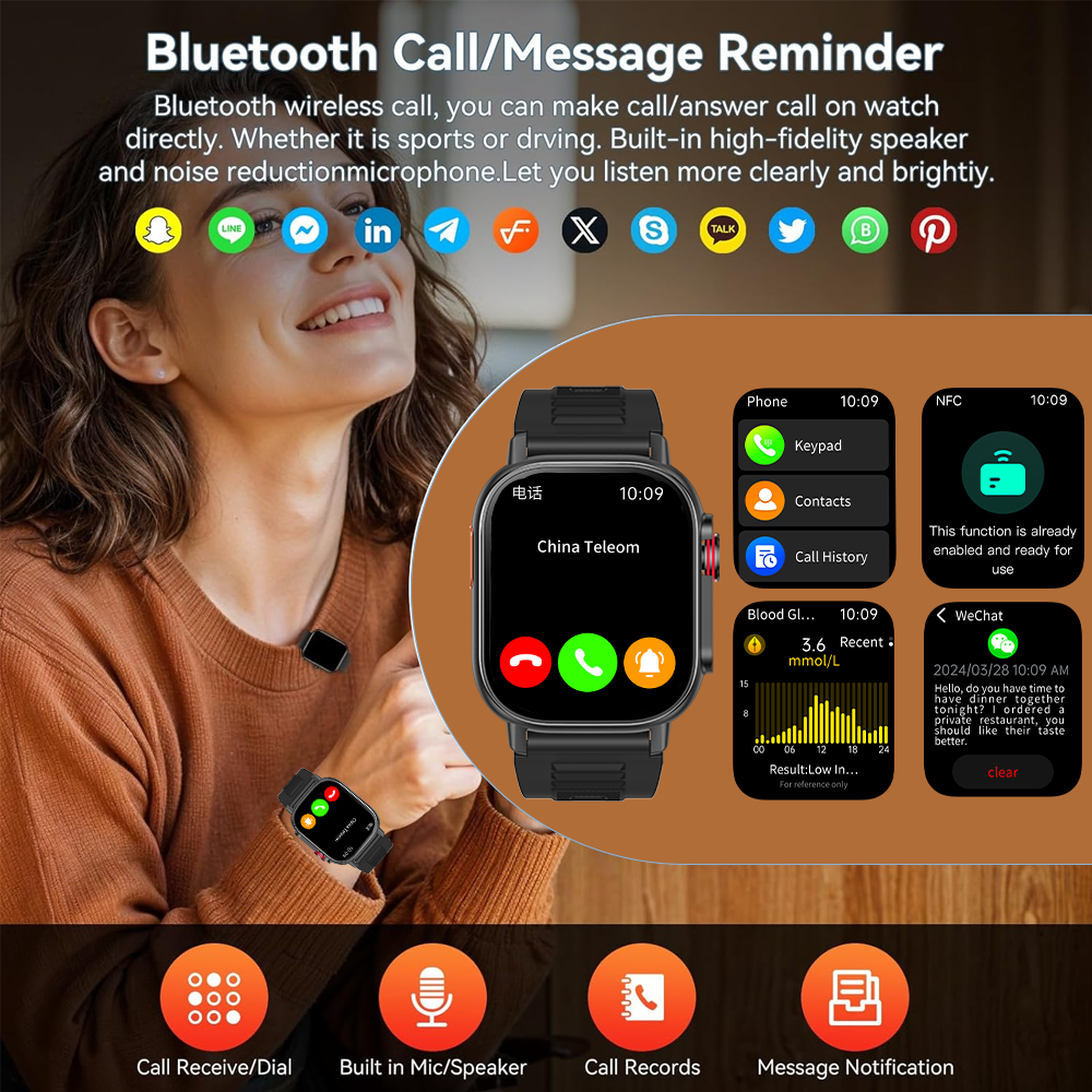 SENBONO smart watch built-in GPS positioning DIY dial metal frame Bluetooth call voice assistant heart rate blood oxygen monitoring outdoor sports smart watch