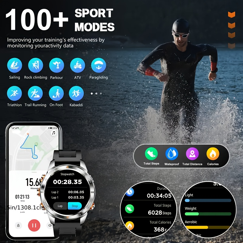 SENBONO KT80smartwatch 1.46-inch remote control camera full-screen touch heart rate blood oxygen pressure monitoring + exercise record + sleep / women's health management smartwatch