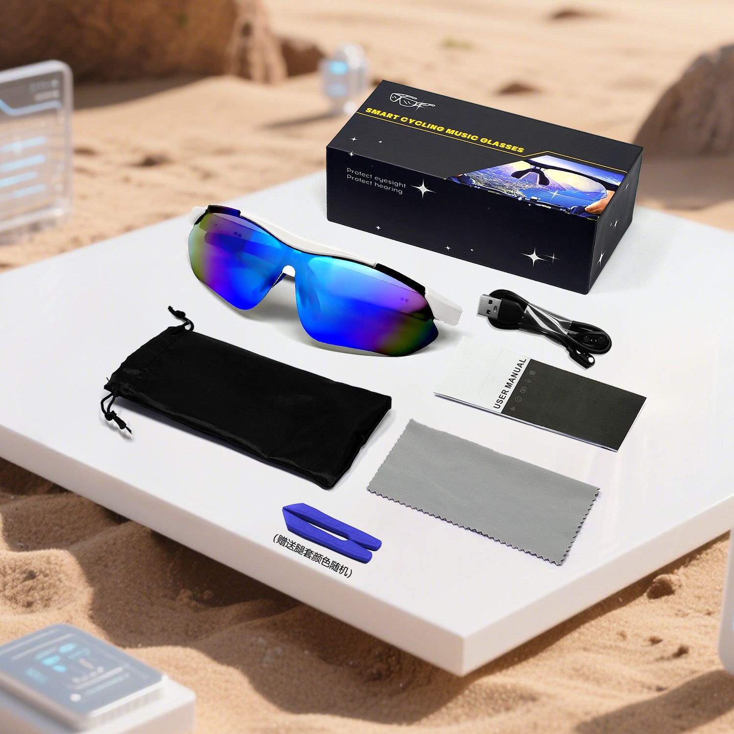 SENBONO smart glasses QYPRO3 color lenses volume control strong UV protection answer phone calls Bluetooth 5.4 sports smartglasses