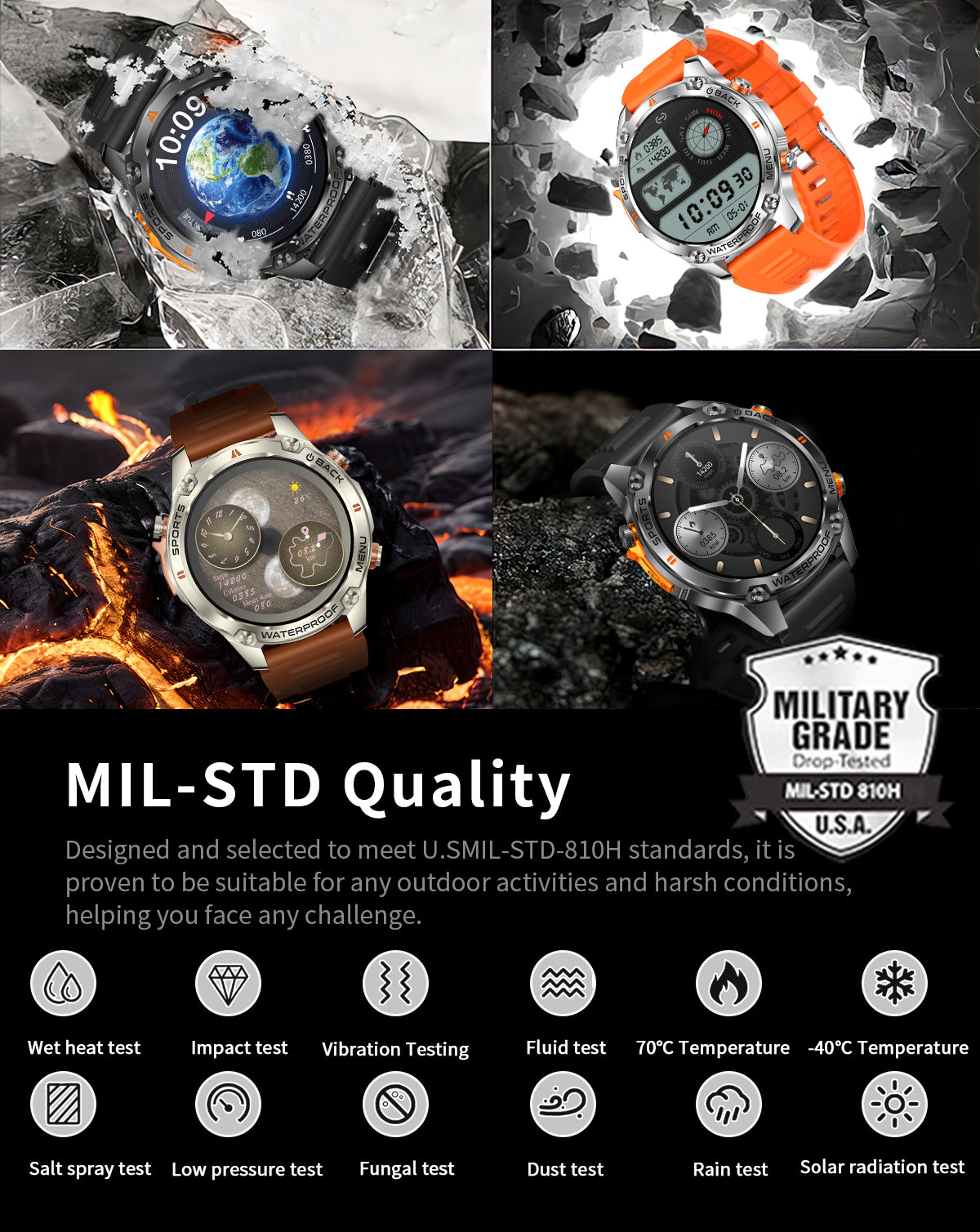 SENBONO Smart Outdoor Watch G100 Sports Watch 1.43 Inch GPS, Bluetooth Calling, Voice Assistant, Remote Camera, Fitness Tracker Smart Sports Glasses