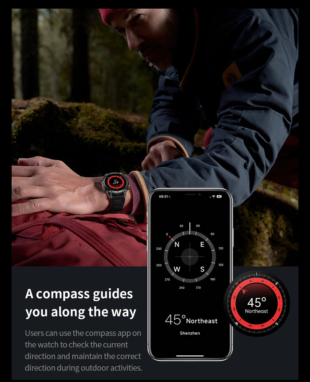 SENBONO Smart Outdoor Watch G100 Sports Watch 1.43 Inch GPS, Bluetooth Calling, Voice Assistant, Remote Camera, Fitness Tracker Smart Sports Glasses