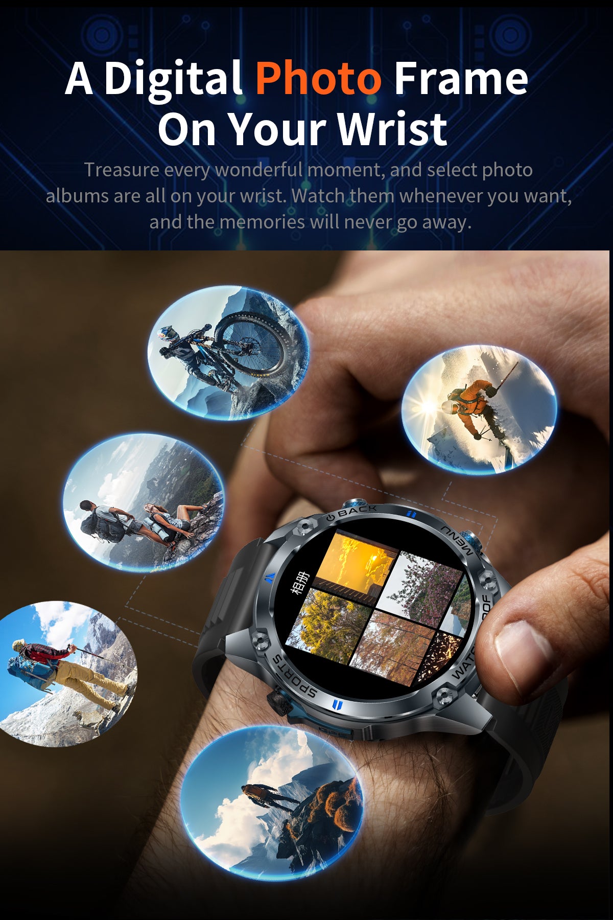 SENBONO Smart Outdoor Watch G100 Sports Watch 1.43 Inch GPS, Bluetooth Calling, Voice Assistant, Remote Camera, Fitness Tracker Smart Sports Glasses