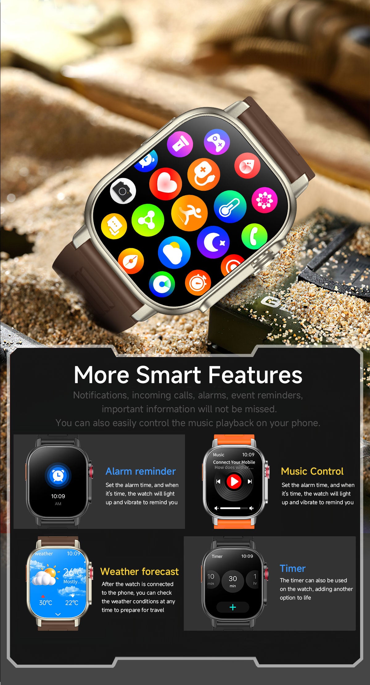 SENBONO smart watch built-in GPS positioning DIY dial metal frame Bluetooth call voice assistant heart rate blood oxygen monitoring outdoor sports smart watch