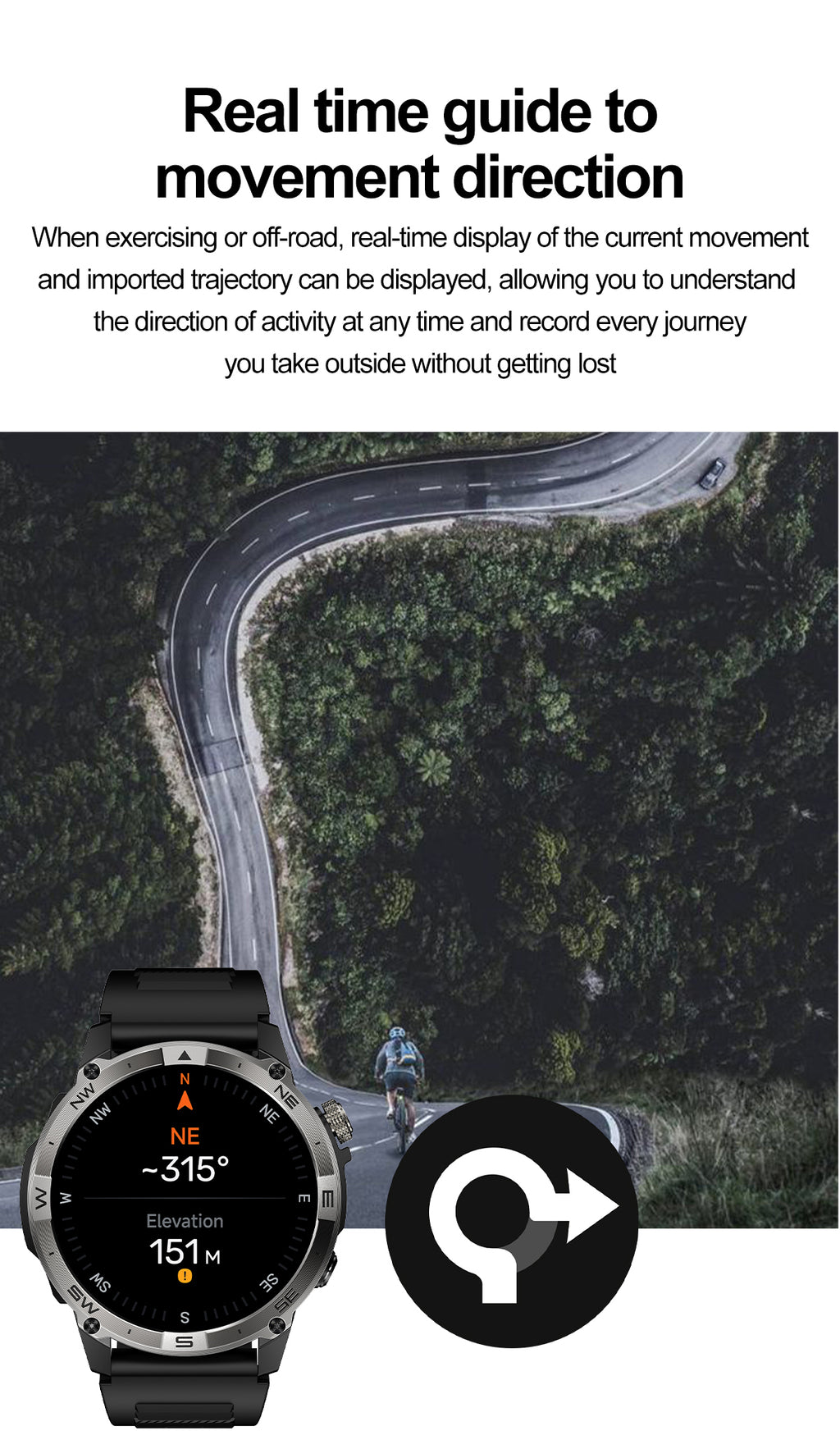 SENBONO smart watch HK08gps positioning air pressure compass bluetooth call message push large capacity battery men's outdoor smart watch