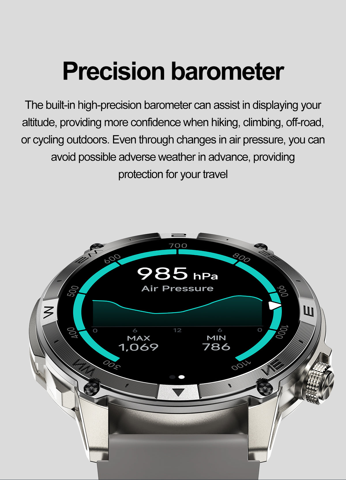 SENBONO smart watch HK08gps positioning air pressure compass bluetooth call message push large capacity battery men's outdoor smart watch