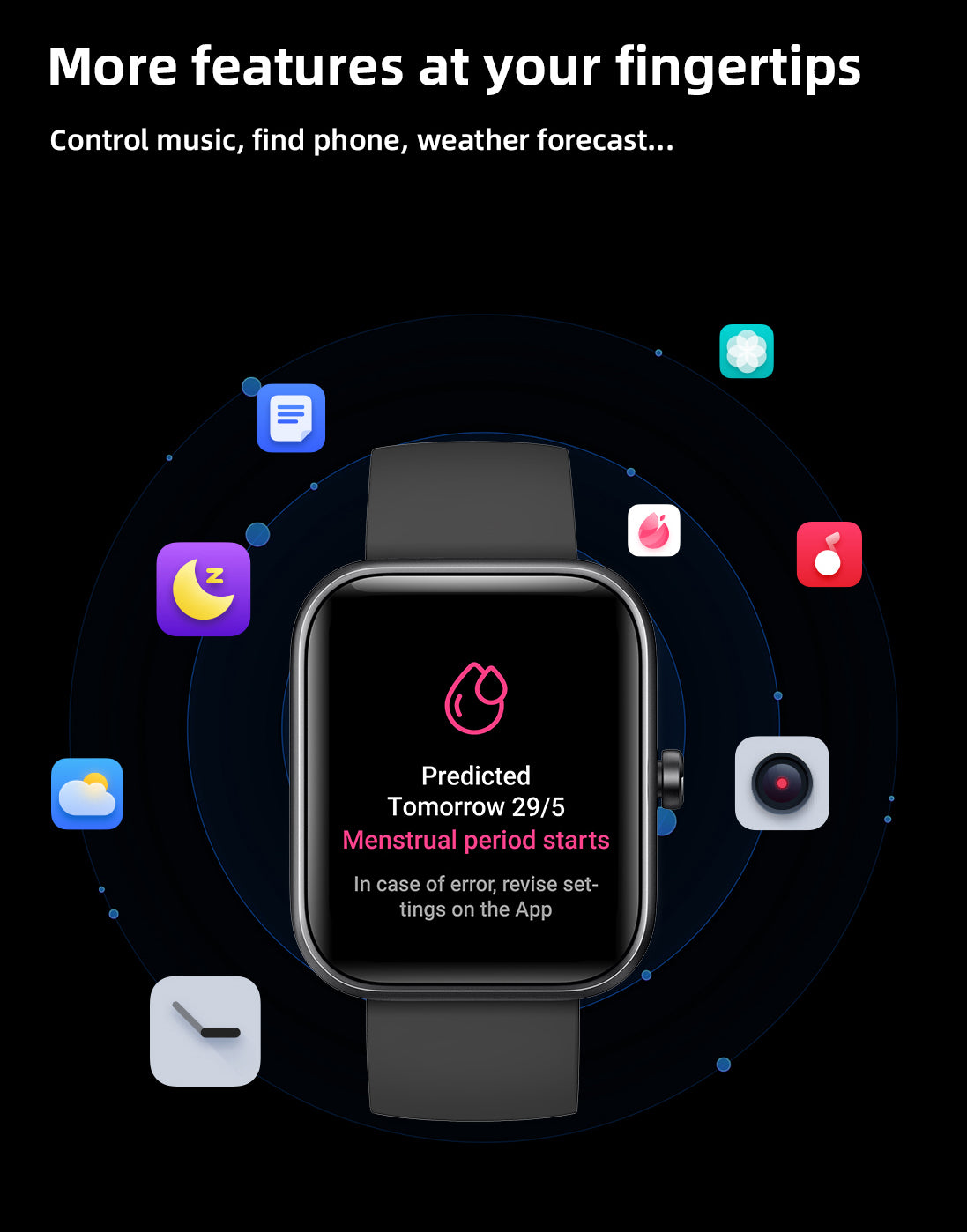 SENBONO Smartwatch IDW25 full screen touch IP68 waterproof, 1.83-inch custom dial, female health tracking, monitoring heart rate, blood oxygen and other health data