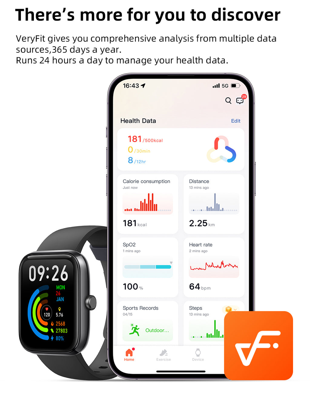 SENBONO Smartwatch IDW25 full screen touch IP68 waterproof, 1.83-inch custom dial, female health tracking, monitoring heart rate, blood oxygen and other health data