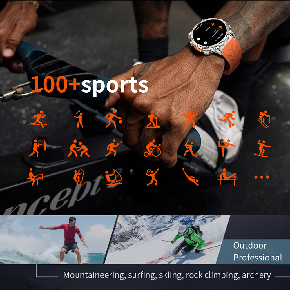 SENBONO Smart Outdoor Watch KC93 GPS Positioning, Bluetooth Calling, Heart Rate and Blood Oxygen Health Analysis Fitness Tracker Cycling Sports Smart Watch is compatible with iOS and Android.