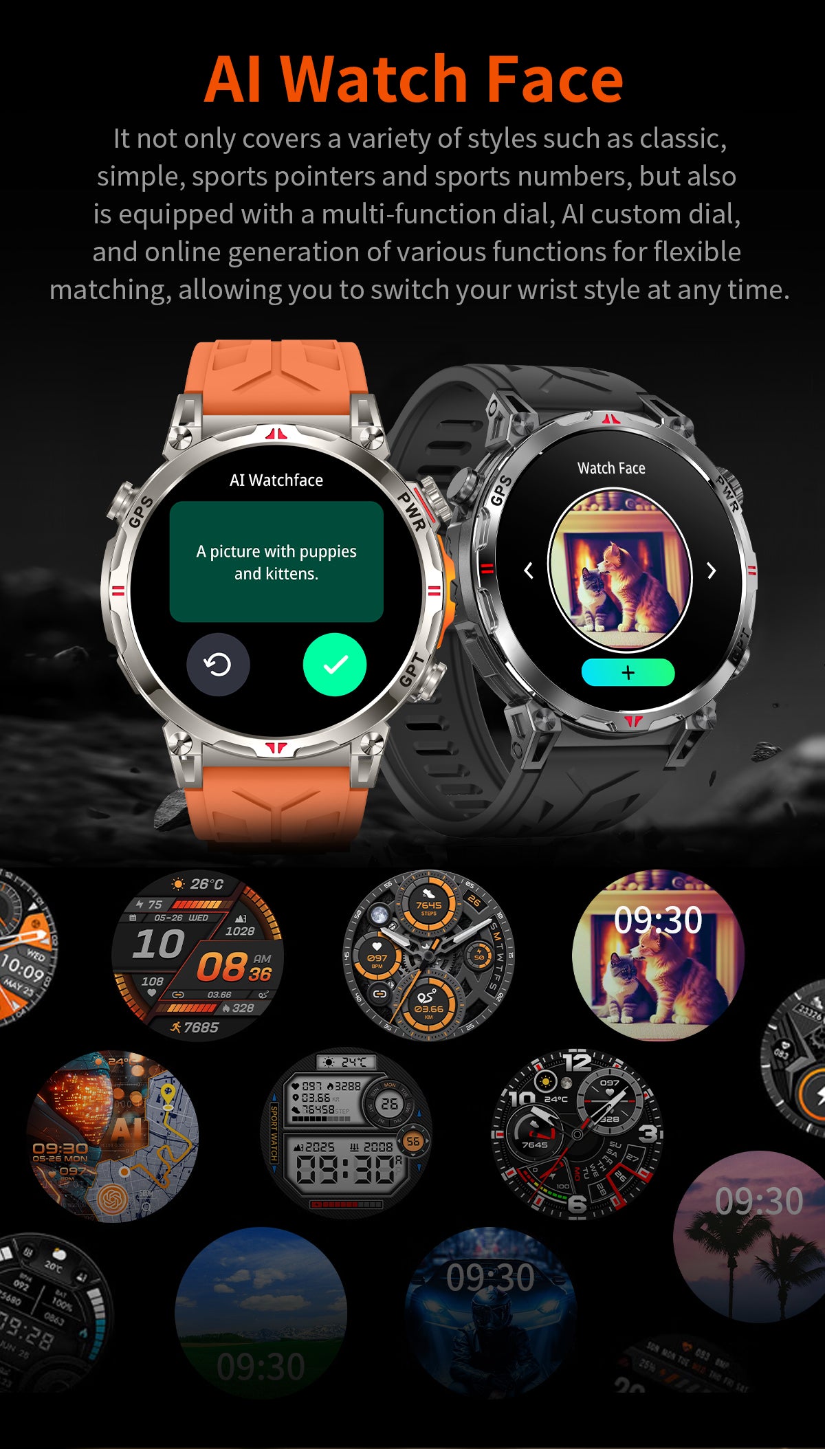 SENBONO Smart Outdoor Watch KC93 GPS Positioning, Bluetooth Calling, Heart Rate and Blood Oxygen Health Analysis Fitness Tracker Cycling Sports Smart Watch is compatible with iOS and Android.