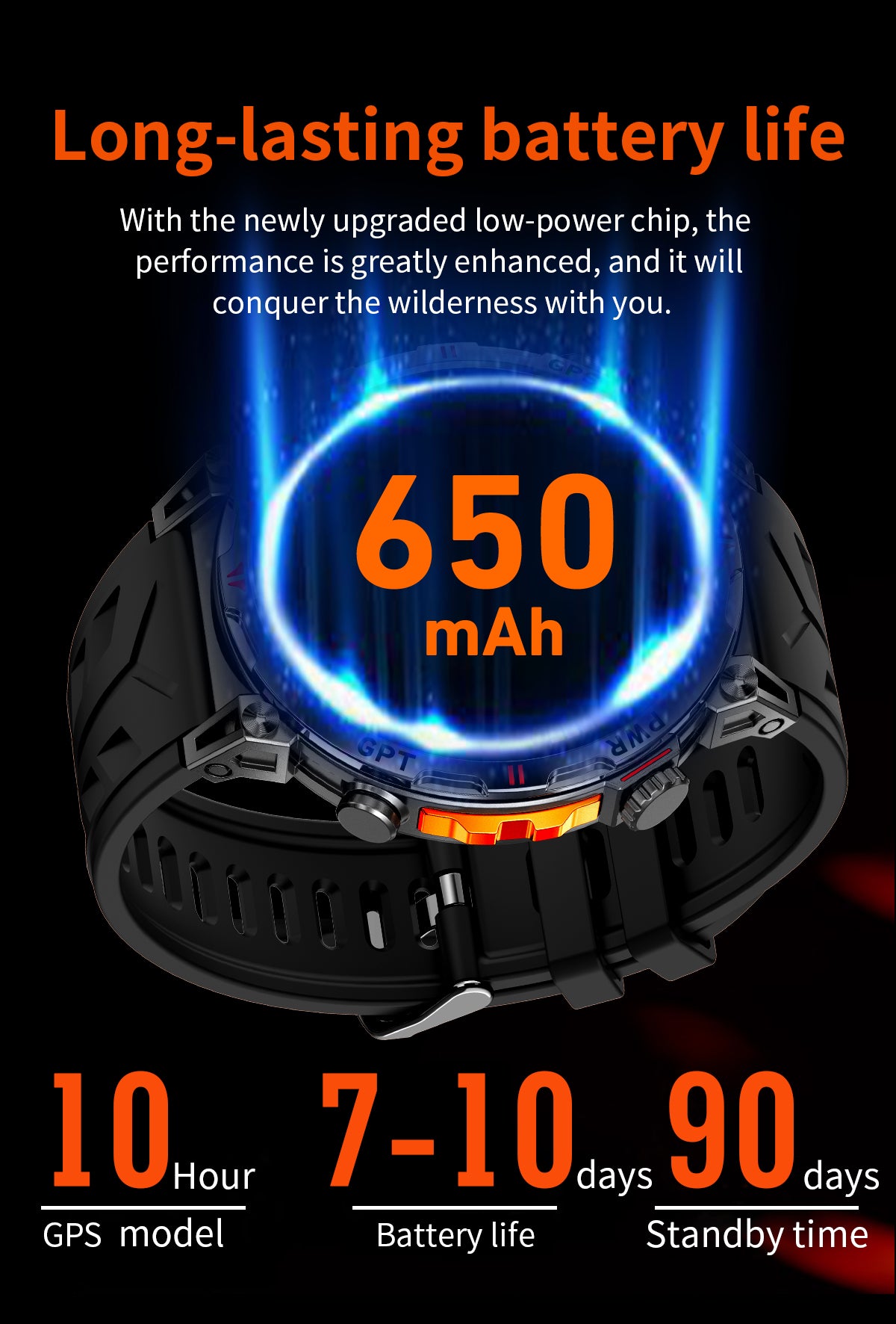 SENBONO Smart Outdoor Watch KC93 GPS Positioning, Bluetooth Calling, Heart Rate and Blood Oxygen Health Analysis Fitness Tracker Cycling Sports Smart Watch is compatible with iOS and Android.
