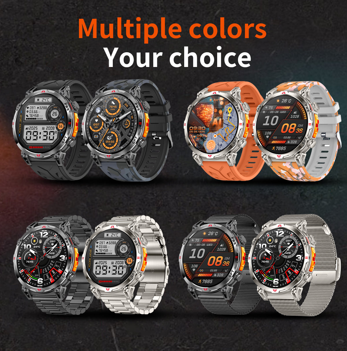 SENBONO Smart Outdoor Watch KC93 GPS Positioning, Bluetooth Calling, Heart Rate and Blood Oxygen Health Analysis Fitness Tracker Cycling Sports Smart Watch is compatible with iOS and Android.