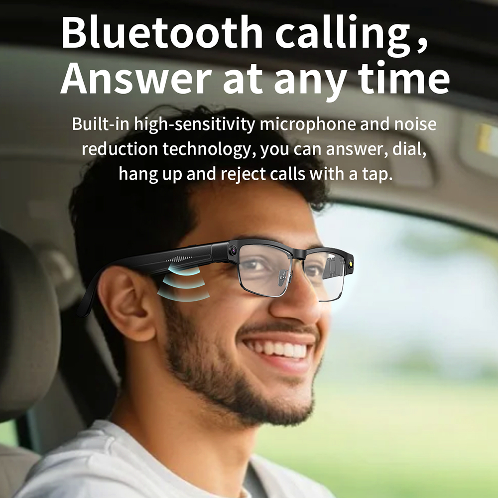 SENBONO L802 Smart AI Translation Glasses with 8MP Video Recording, Dual Microphones, Noise Cancellation, Bluetooth Call Recognition, WiFi Real-Time Transmission, Voice Assistant Sports Smart Outdoor Glasses