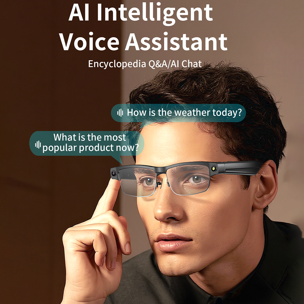 SENBONO L802 Smart AI Translation Glasses with 8MP Video Recording, Dual Microphones, Noise Cancellation, Bluetooth Call Recognition, WiFi Real-Time Transmission, Voice Assistant Sports Smart Outdoor Glasses