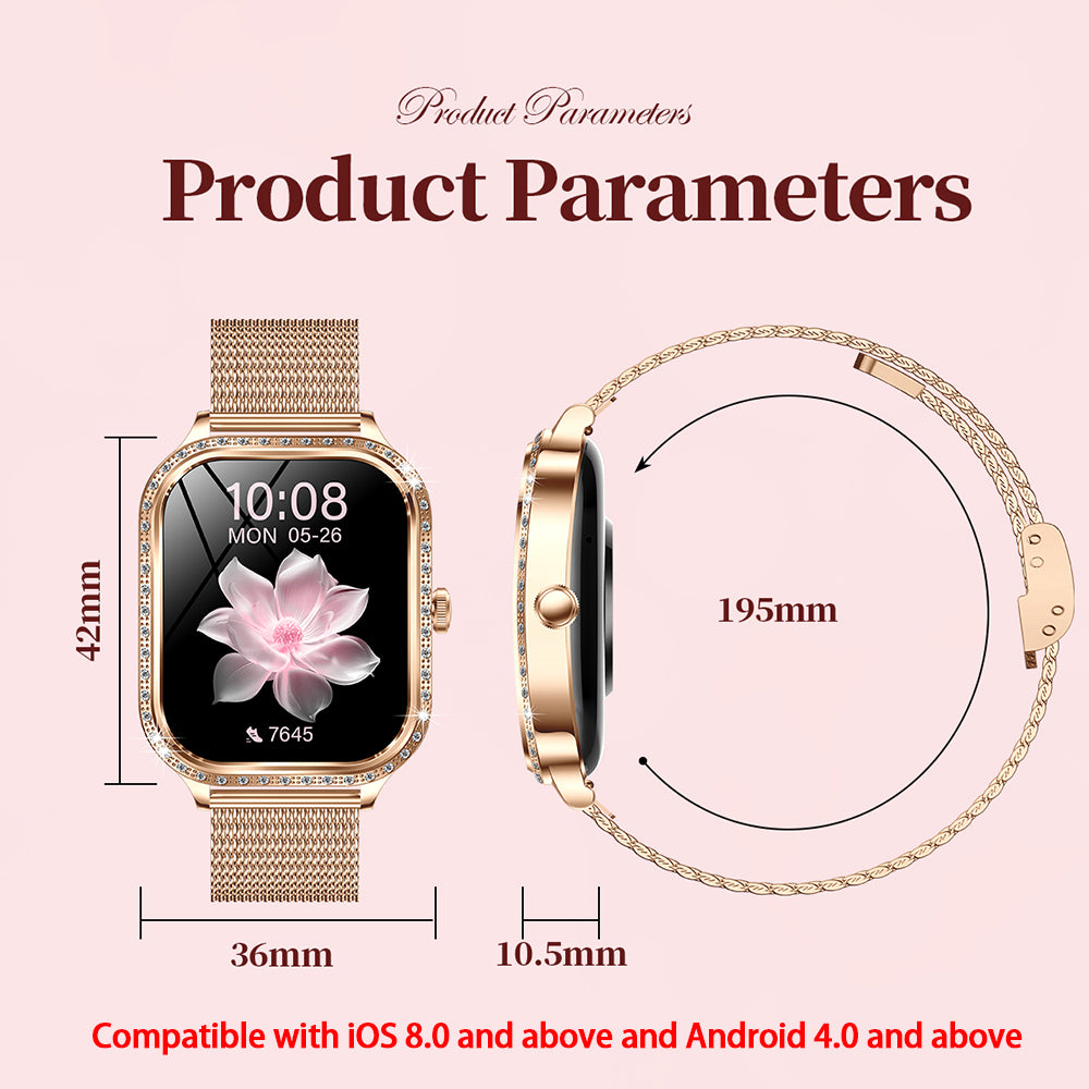 SENBONO women's smart watch MK88 is a health management assistant that integrates pedometer, heart rate detection, female physiological reminders, and multiple sports modes.