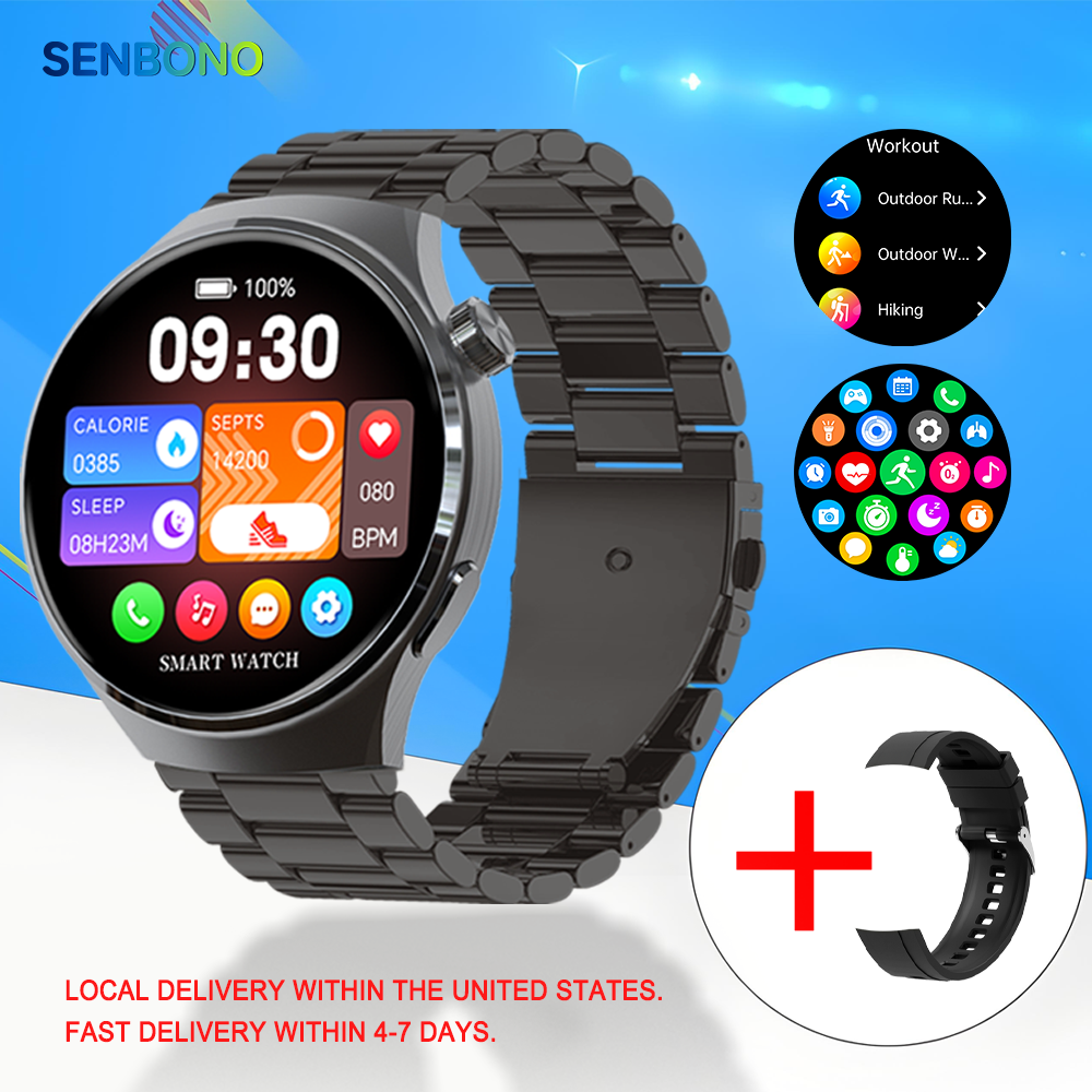 SENBONO V19 Smart Outdoor Watch with Wireless Bluetooth Calling, Fitness Tracker, Heart Rate Monitor, 3D Dynamic Watch Face, Lightweight Fitness Outdoor Smart Sports Watch