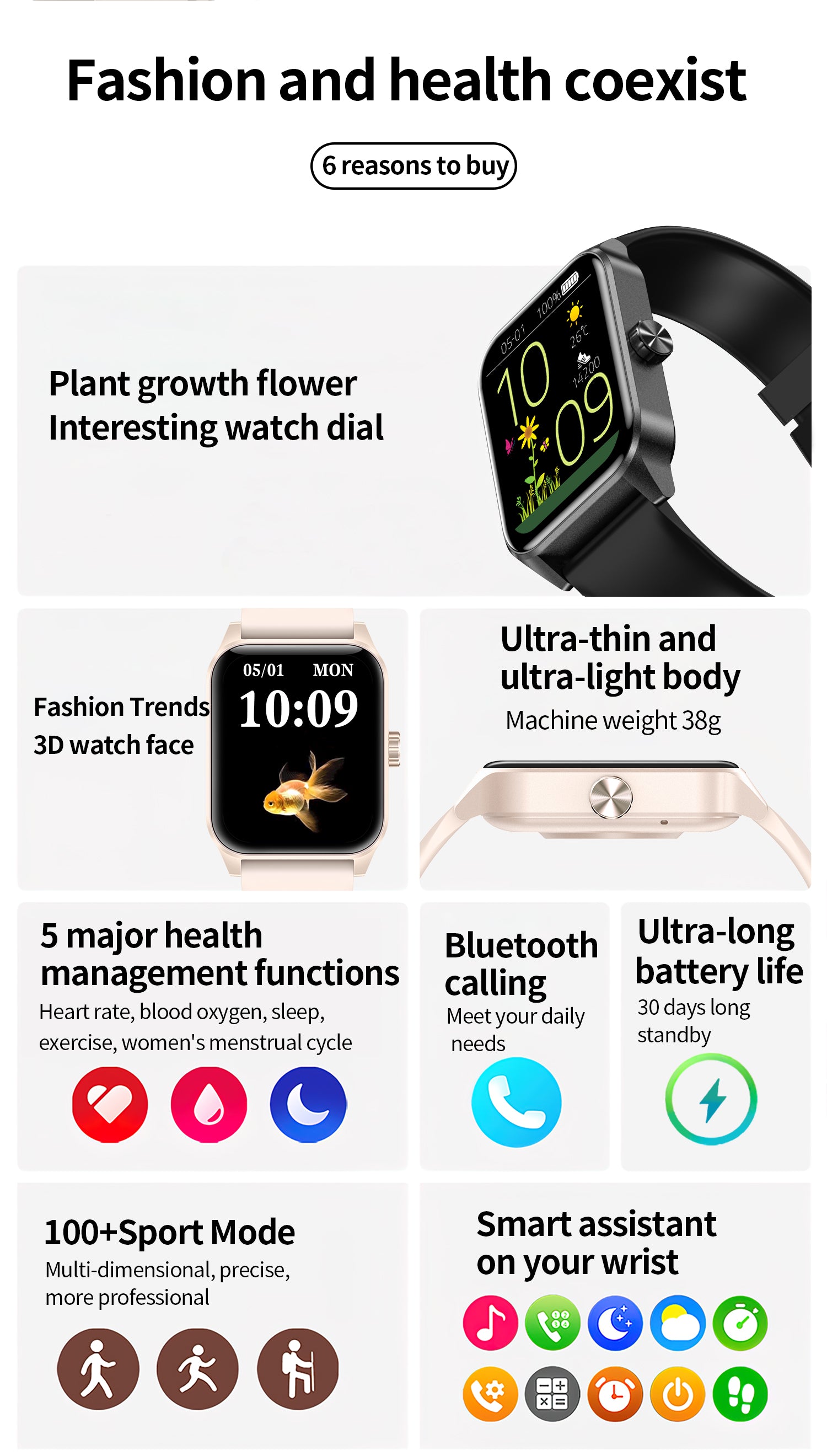 SENBONO  Smart Watch V25Z Bluetooth Call 1.85 inches 240*284 HD large screen 3D dynamic dial 60HZ high refresh rate IP68 waterproof Daily use Message push Multiple health function monitoring