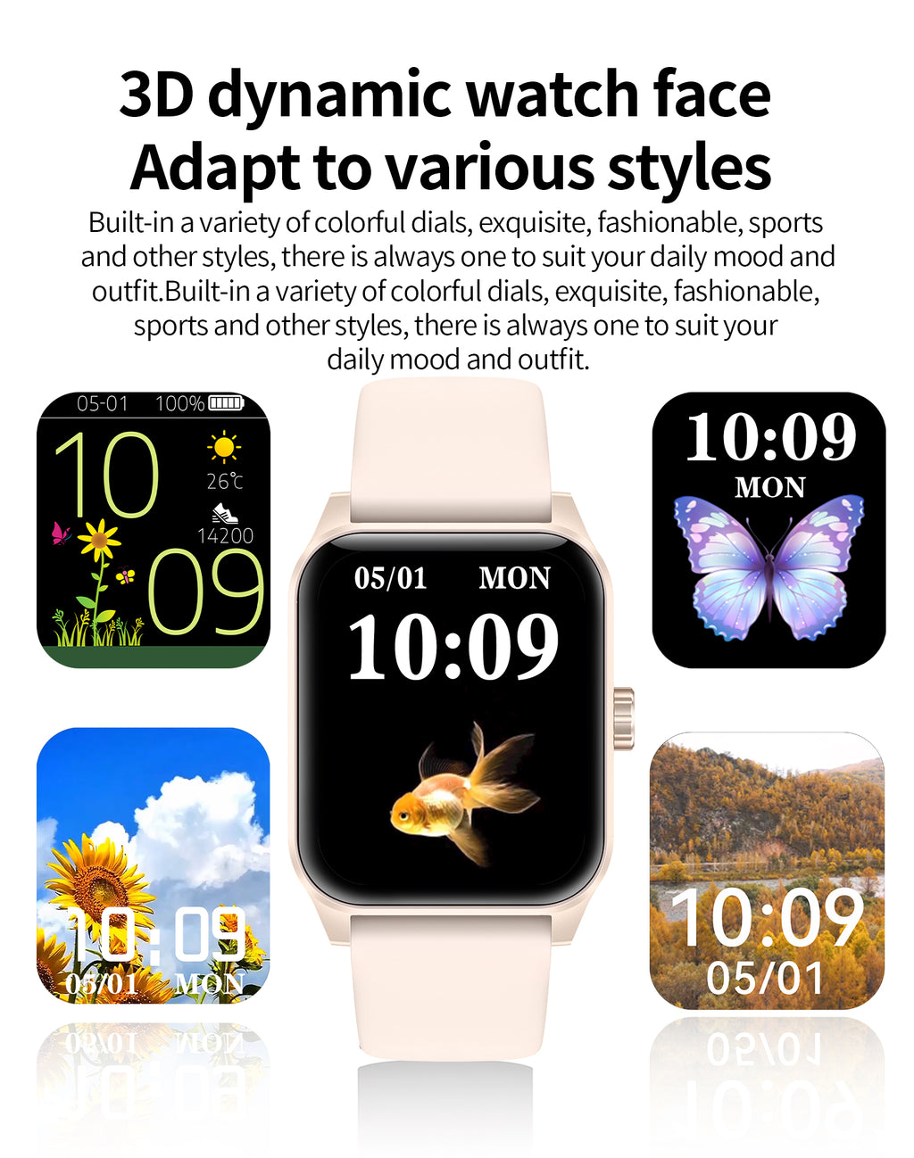 SENBONO  Smart Watch V25Z Bluetooth Call 1.85 inches 240*284 HD large screen 3D dynamic dial 60HZ high refresh rate IP68 waterproof Daily use Message push Multiple health function monitoring