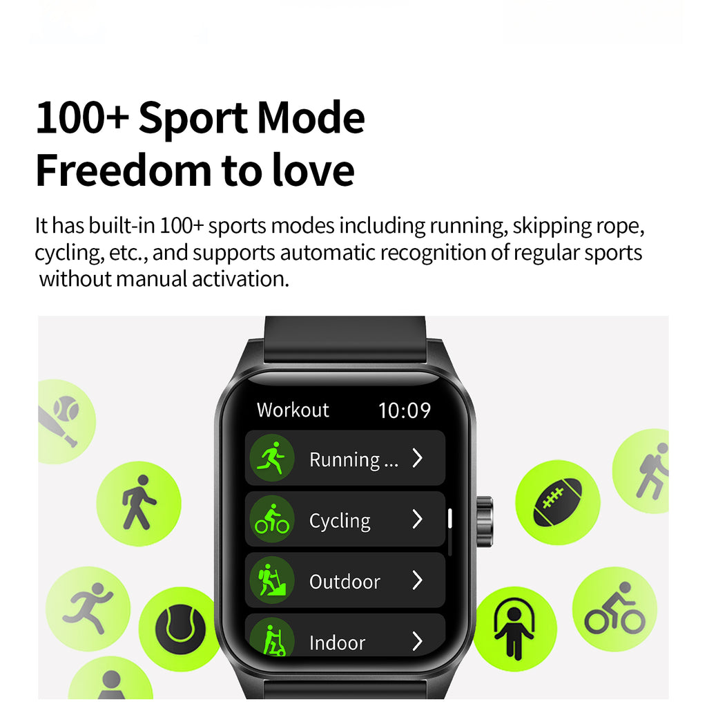 SENBONO  Smart Watch V25Z Bluetooth Call 1.85 inches 240*284 HD large screen 3D dynamic dial 60HZ high refresh rate IP68 waterproof Daily use Message push Multiple health function monitoring