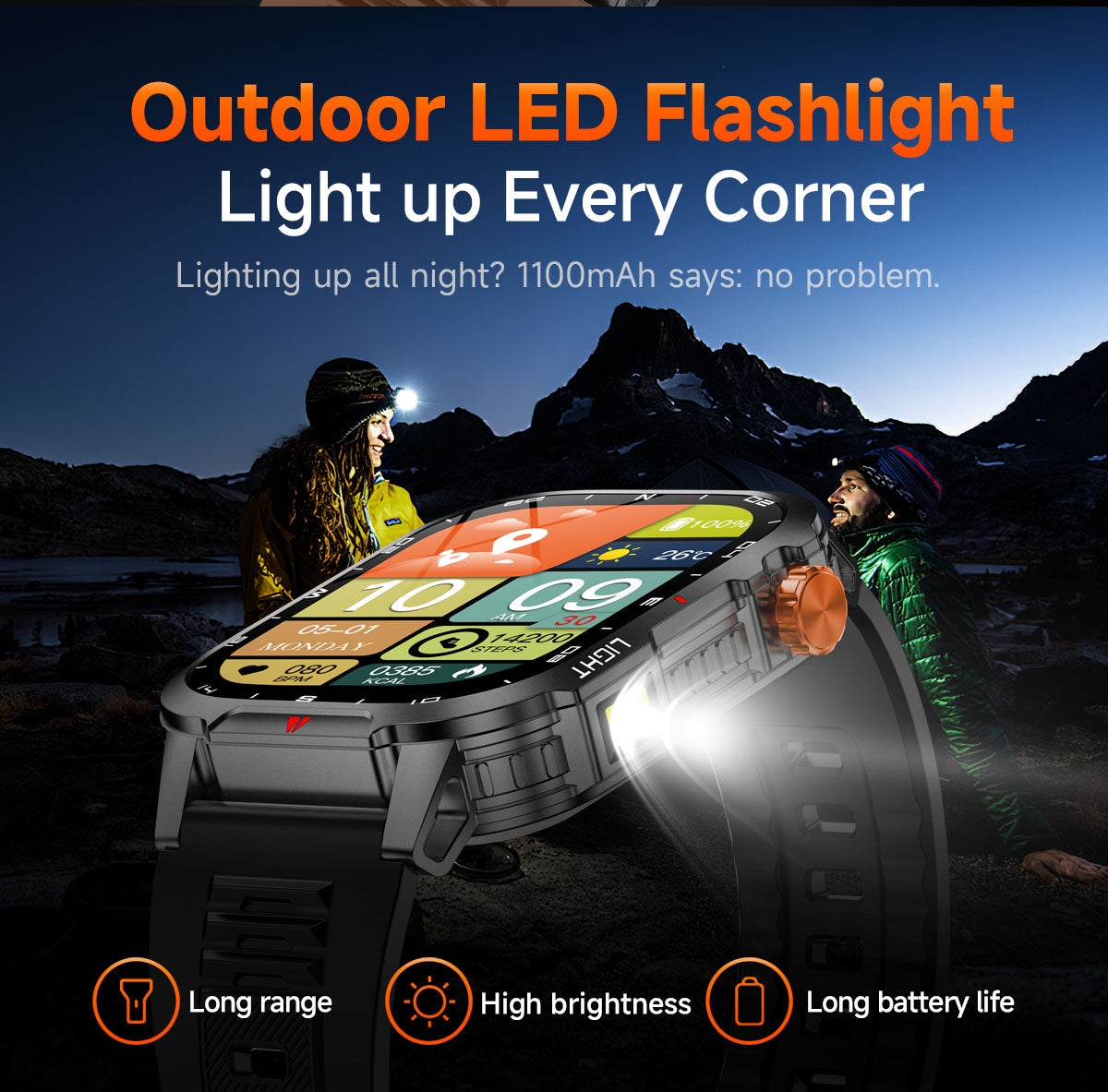 SENBONO V35 smart watch 1100mAH large battery long-lasting life Bluetooth call heart rate blood oxygen function monitoring outdoor smart sports watch