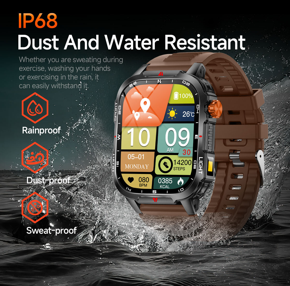 SENBONO V35 smart watch 1100mAH large battery long-lasting life Bluetooth call heart rate blood oxygen function monitoring outdoor smart sports watch