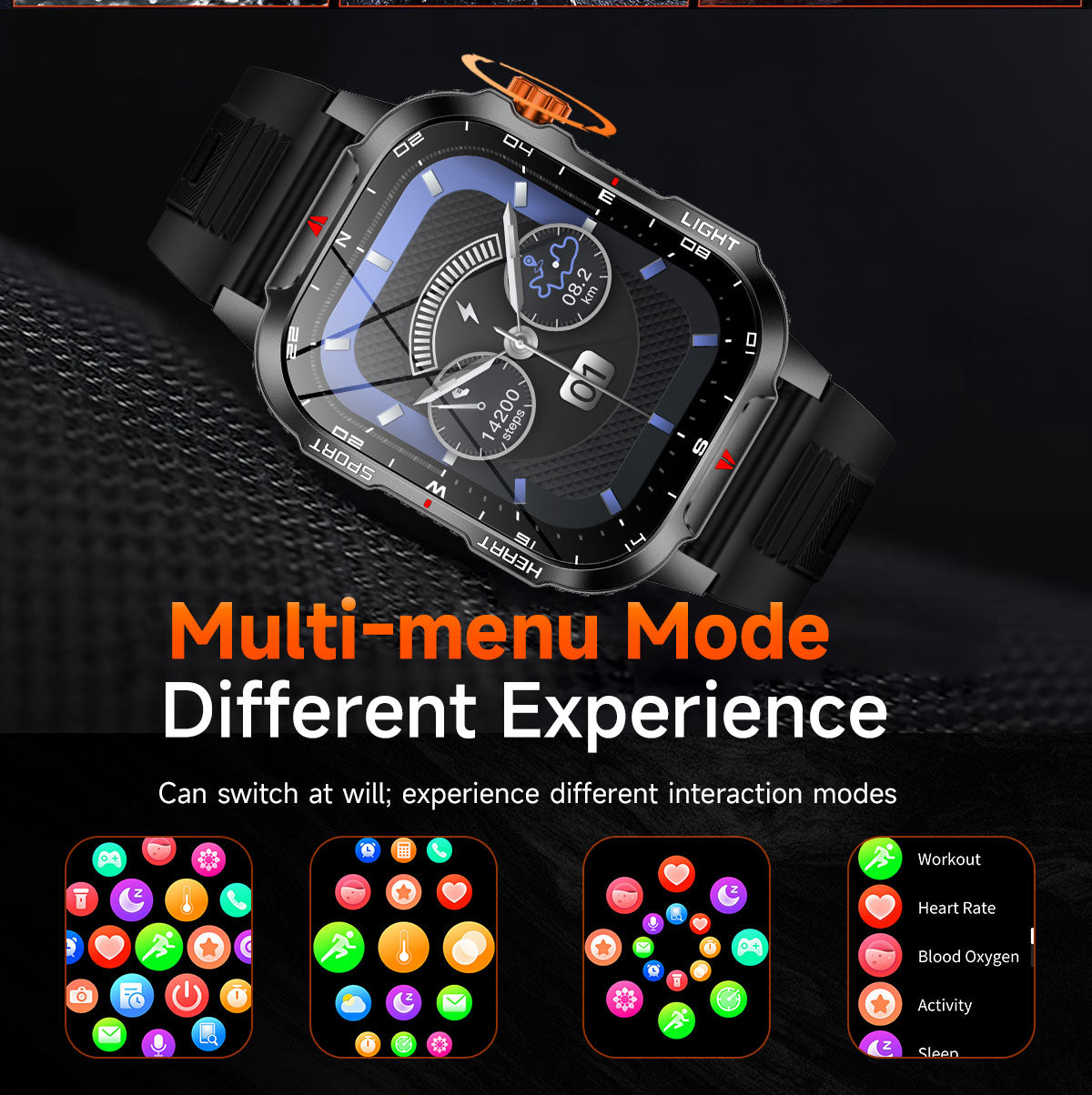 SENBONO V35 smart watch 1100mAH large battery long-lasting life Bluetooth call heart rate blood oxygen function monitoring outdoor smart sports watch