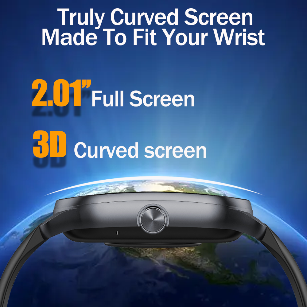 SENBONO smartwatch JX629 curved 2.01-inch IPS screen 300mAh battery heart rate and blood oxygen monitoring Bluetooth 5.3+EDR compatible with Android and iOS