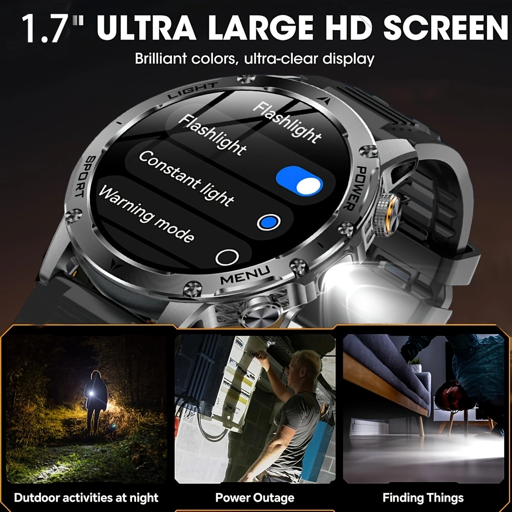 SENBONO smart watch AK87 wireless Bluetooth call 1.7 inches HD high resolution IP67 waterproof, heart rate blood oxygen infrared sensor to measure blood oxygen, richer UI scenes.