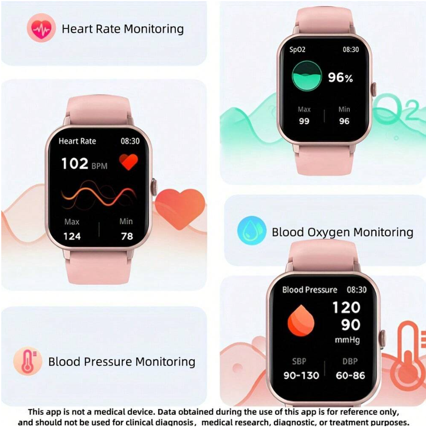 SENBONO smart watch ZL54CJ is unisex and equipped with wireless call menstrual reminder, heart rate monitoring, IP68 waterproof, one-button SOS rescue