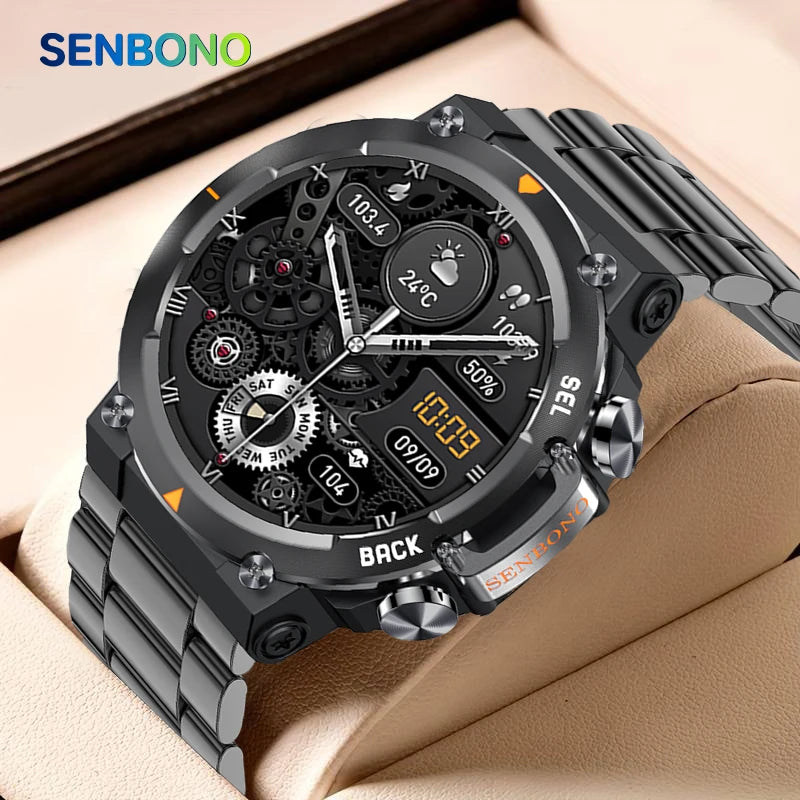 SENBONO MAX18 AMOLED Men's Smart Watch Bluetooth Call 410mAh Big Battery Fitness Tracker Sport Smartwatch for Men Android IOS