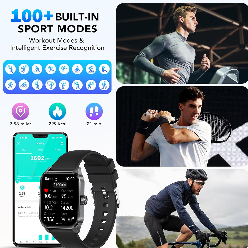 SENBONO  Smart Watch V25Z Bluetooth Call 1.85 inches 240*284 HD large screen 3D dynamic dial 60HZ high refresh rate IP68 waterproof Daily use Message push Multiple health function monitoring