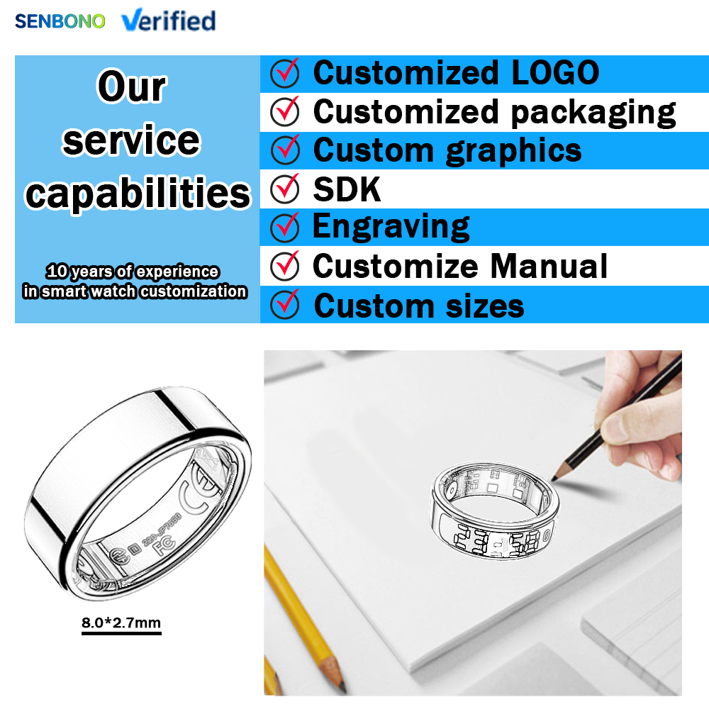 SENBONO Smart Ring, Stainless Steel, Bluetooth 5.3, Health Monitoring, Gesture Interaction, Sleep Monitoring, Somatosensory Gaming, 5ATM Waterproof, High-End Fashion Smart Couple Ring