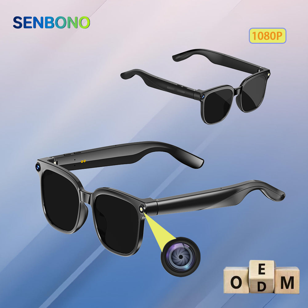 SENBONO M20S AI Smart Translation Glasses 8MP camera, object recognition, real-time translation, comfortable to wear, video recording, photography, and sports glasses.