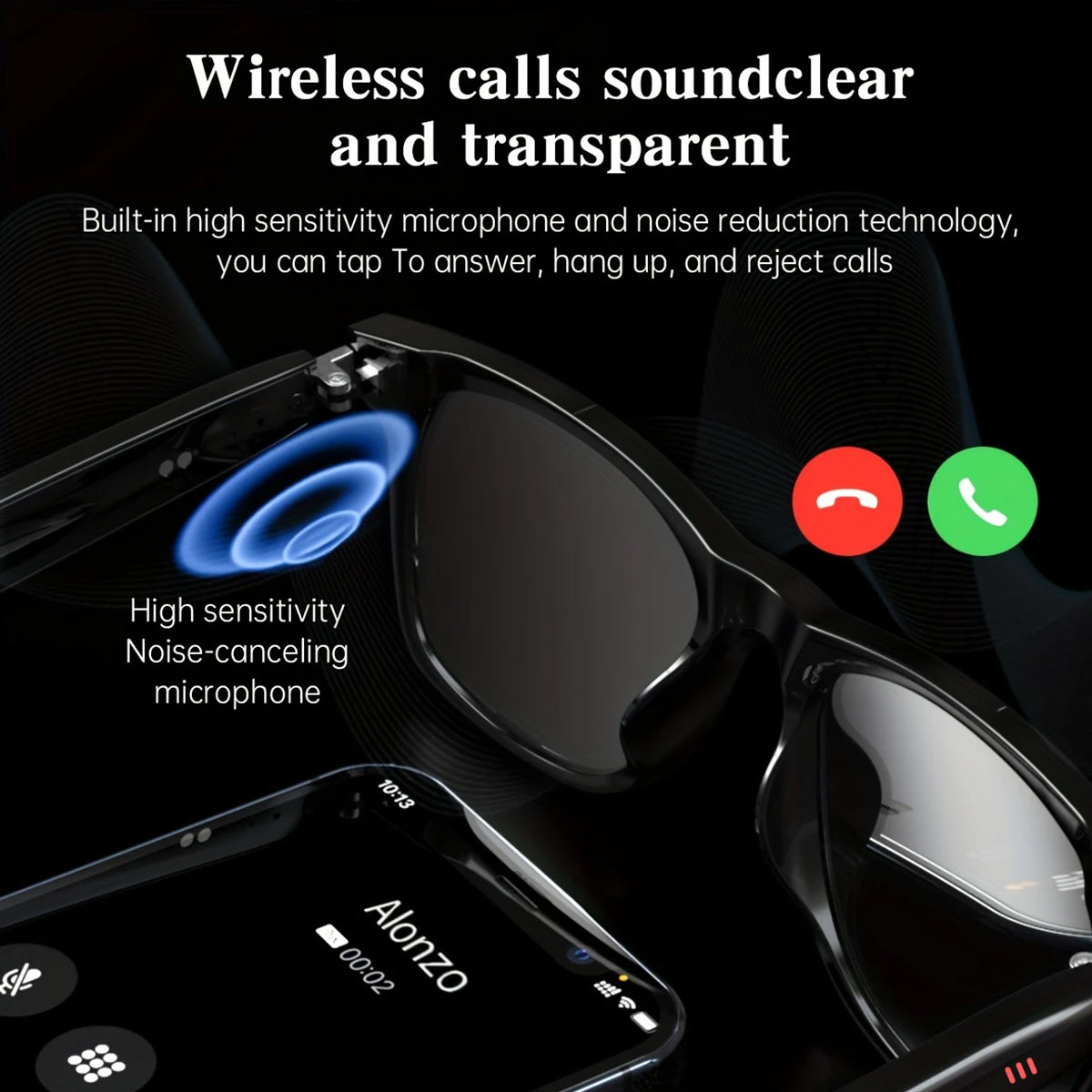 SENBONO Smart glasses MO1 Bluetooth call voice assistant audio listening to music smart sports polarized daily outdoor sunglasses