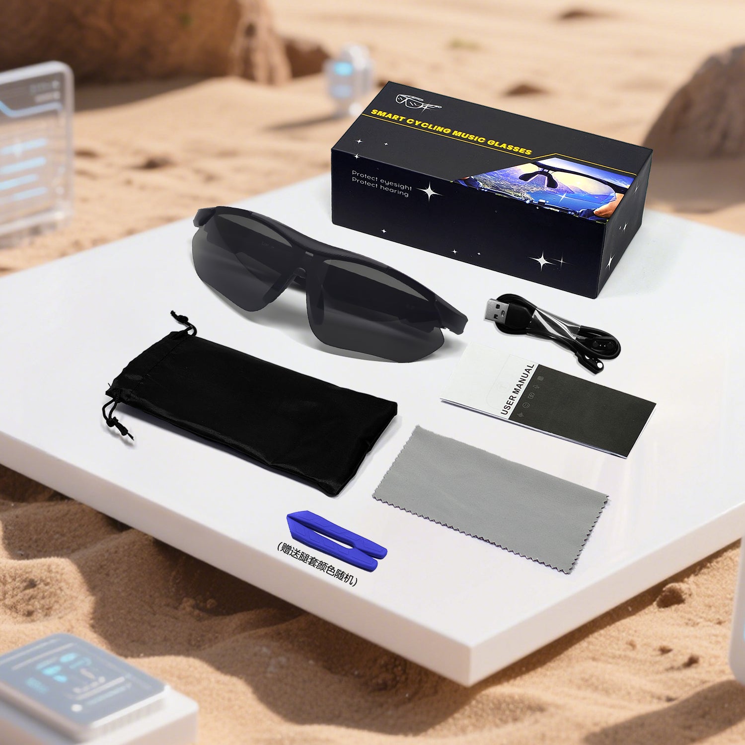 SENBONO smart glasses QYPRO3 color lenses volume control strong UV protection answer phone calls Bluetooth 5.4 sports smartglasses