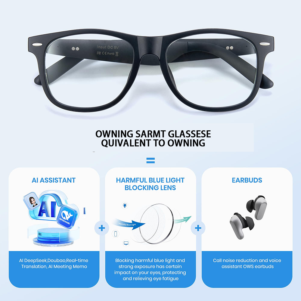 SENBONO AI Smart Translation Glasses A01 Wireless Bluetooth Glasses with TWS Audio Hands-free Call Music Cycling Sports Outdoor Smart Glasses with AI