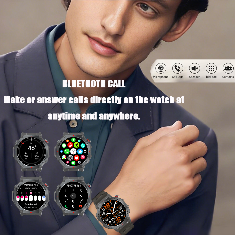 SENBONO GPS + offline map smart watch V20, 1.43-inch touch screen, dual-mode Bluetooth call, instant connection, multiple sports modes + all-round health functions.