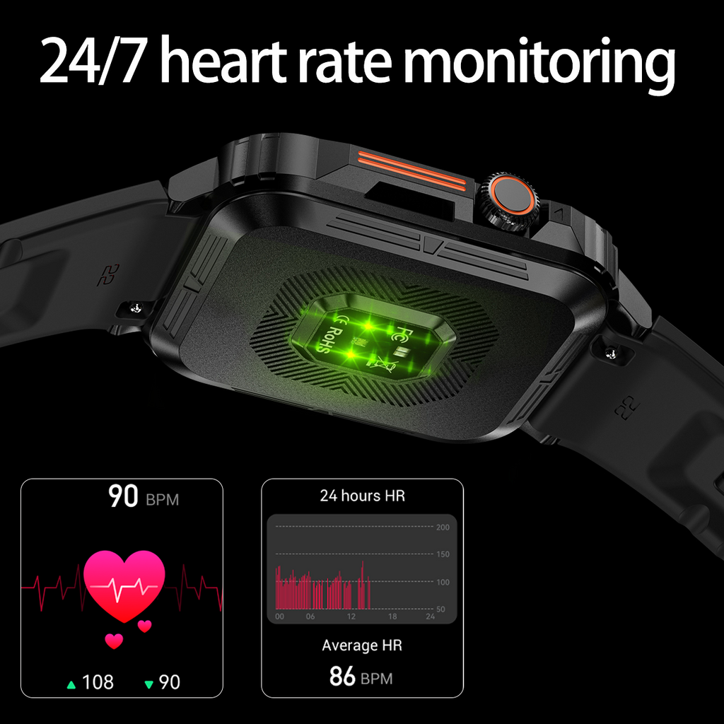 SENBONO smartwatch L81 encoder, 1.95 inches, supports heart rate, blood oxygen and other monitoring, step counting and other functions, two colors optional