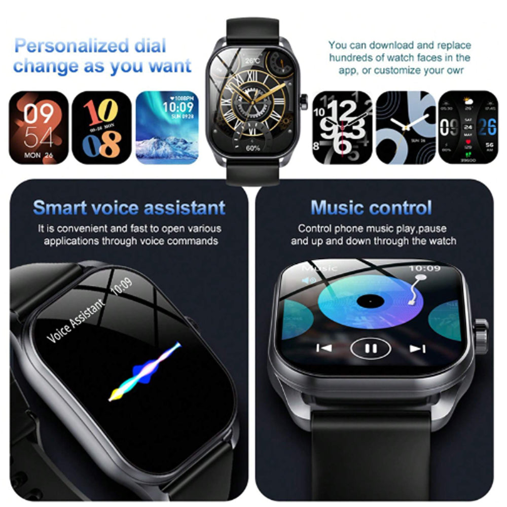 SENBONO smartwatch JX629 curved 2.01-inch IPS screen 300mAh battery heart rate and blood oxygen monitoring Bluetooth 5.3+EDR compatible with Android and iOS