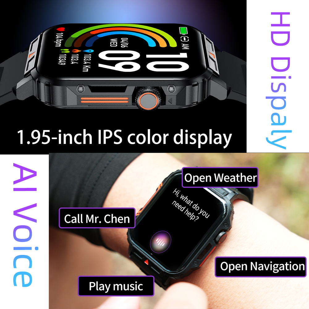 SENBONO smartwatch L81 encoder, 1.95 inches, supports heart rate, blood oxygen and other monitoring, step counting and other functions, two colors optional